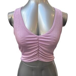 NWT Naked Wardrobe Ruched Sleeveless Top Women's Size Large Purple